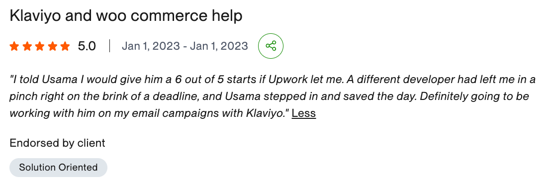 Upwork client review