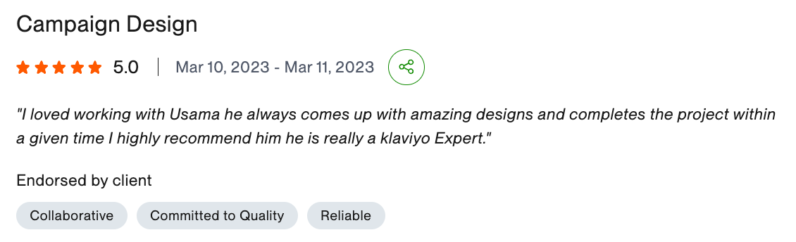 Upwork client review