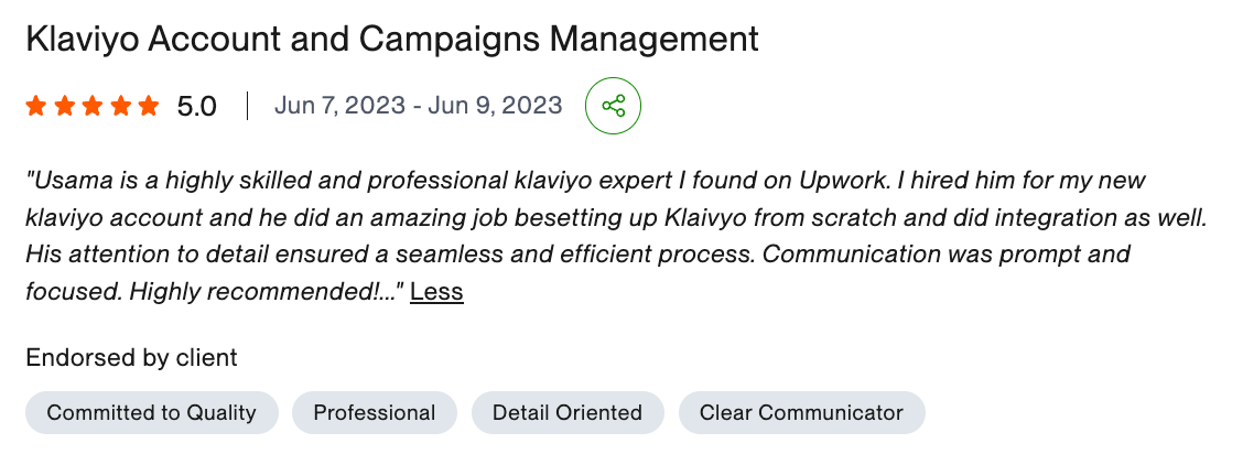 Upwork client review