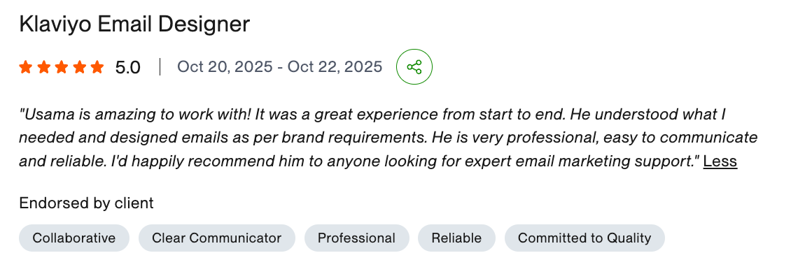 Upwork client review
