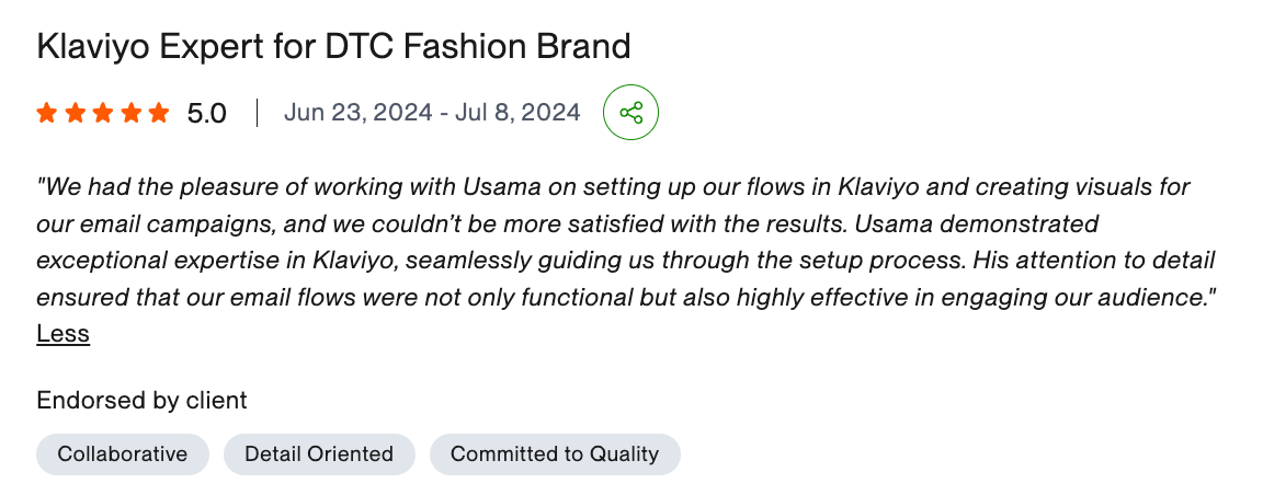 Upwork client review