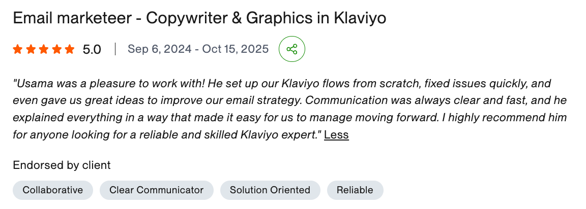 Upwork client review